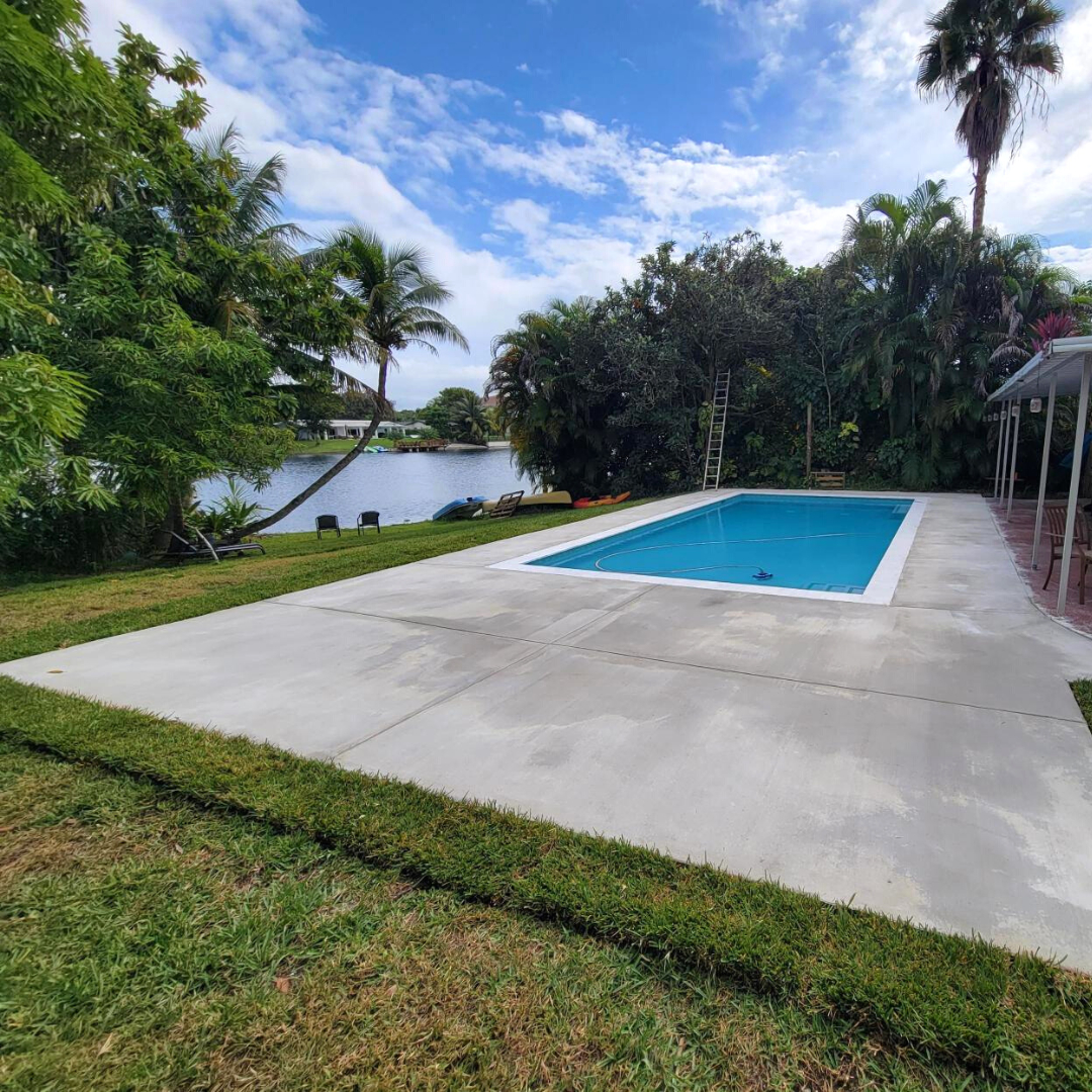 Concrete Broom Finish Pool Deck Miami, FL